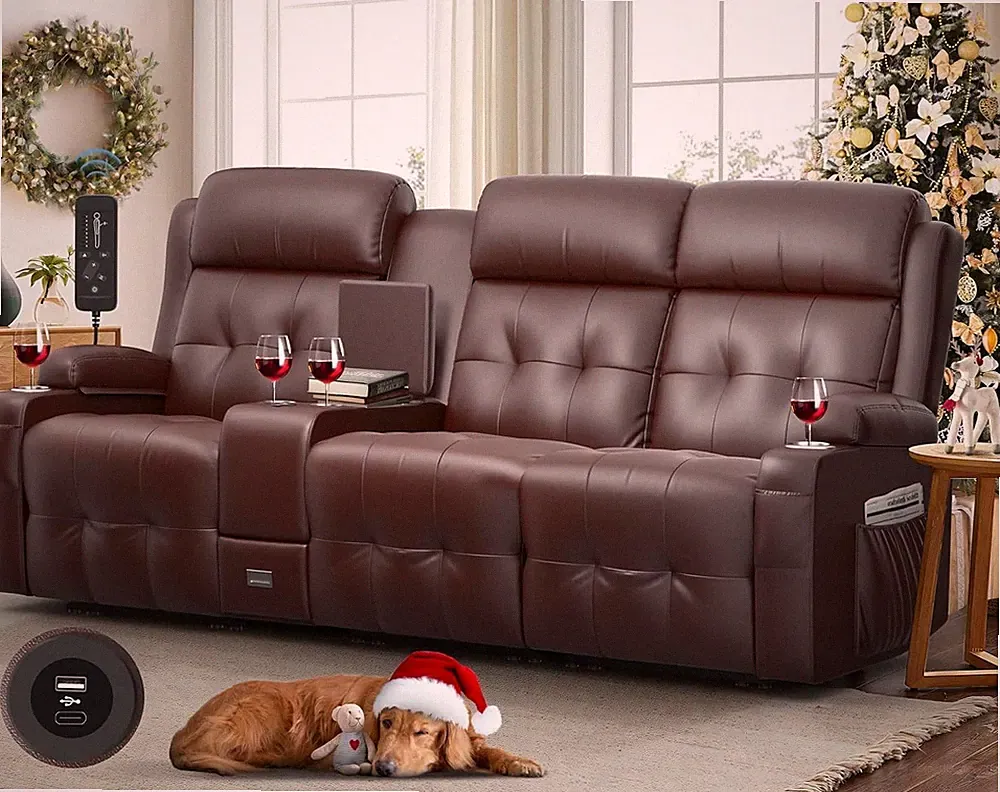 3-Seater Massage Recliner Sofa with USB, Cup Holders & Storage Console