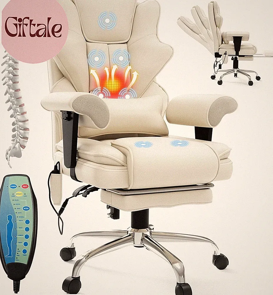 7-Point Massage Office Chair,Heated Manageral Chair,Ergonomic Executive Chair wi