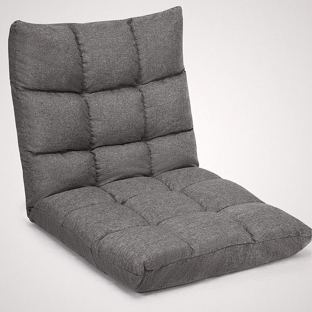 Adjustable Floor Gaming Sofa Chair 14-Position Cushioned Folding Lazy Recline...