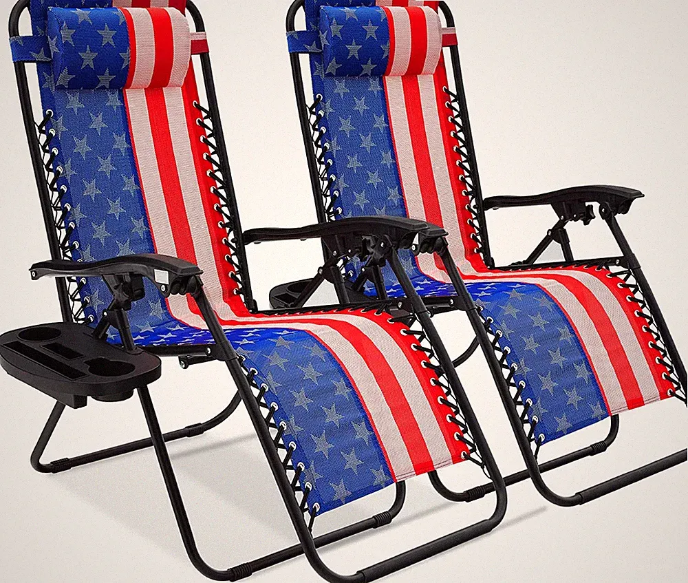 Best Choice American Flag Set of 2 Adjustable Lounge Chair Recliner