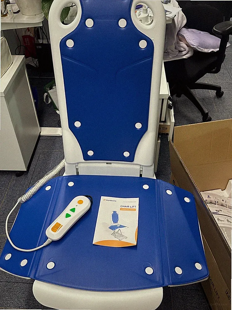 Electric Chair Lift, Elderly Lift Assist, Adjustable Height, Blue, 300 lbs