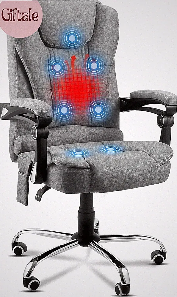 Ergonomic Office Chair with 7 Massage Points & Heat Function, Fabric Reclining C