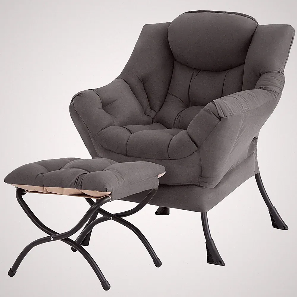 Lazy Chair with Ottoman, Modern Large Accent Lounge Chair, Leisure Sofa Armch...