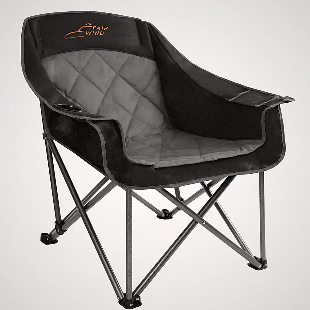 Oversized Padded Camping Chair Heavy Duty Quad Fold Arm Chair Portable for Ou...
