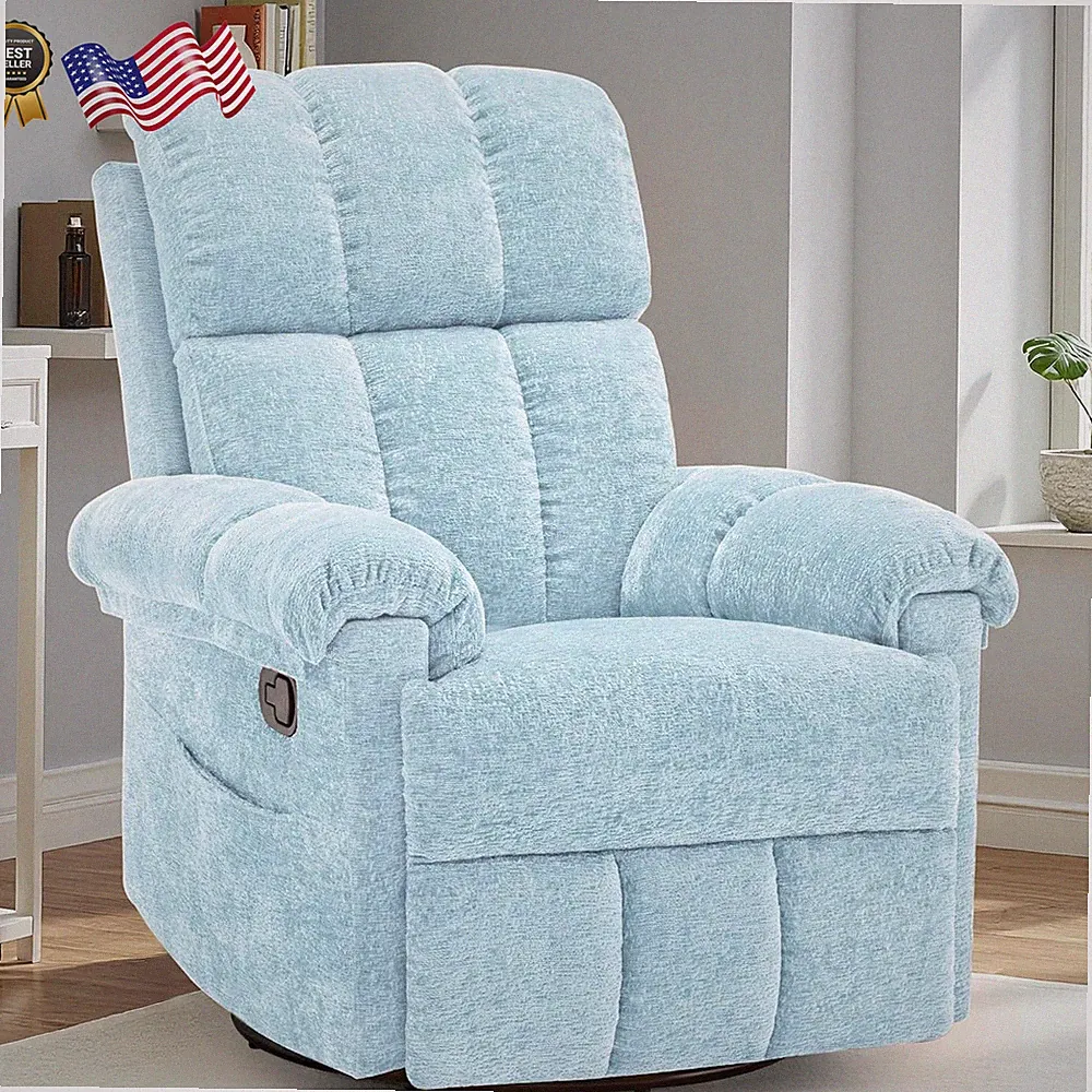 Recliner Chair Swivel Rocker Recliner Chair for Adults Blue FREE SHIPPING USA