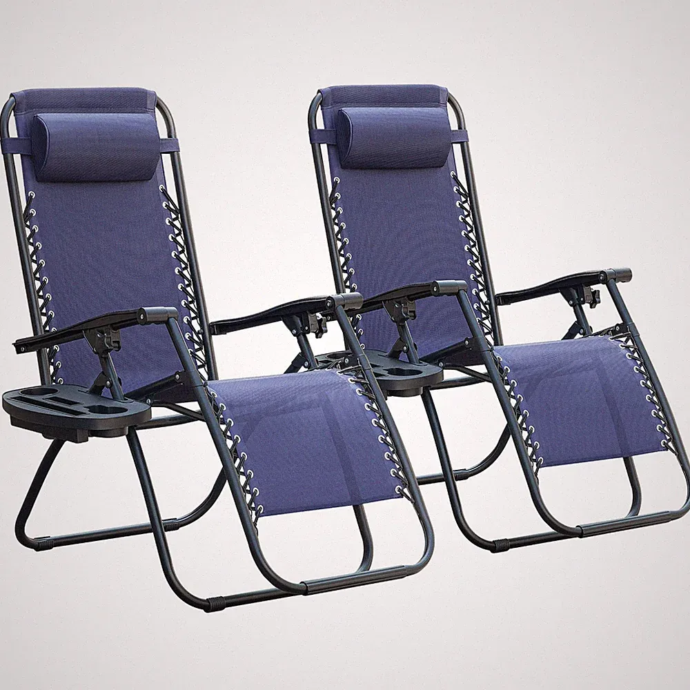 Set of 2 Zero Gravity Chair Patio Folding Lawn Outdoor Reclining Lounge Chair
