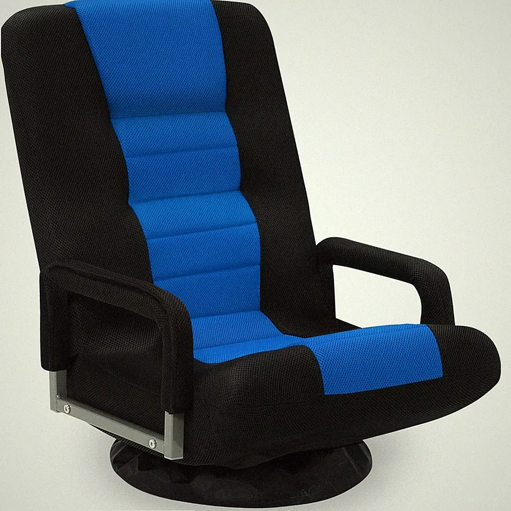 Swivel Floor Gaming Chair w/Armrests, Folding Video Reclining Sofa w/6 Adjust...